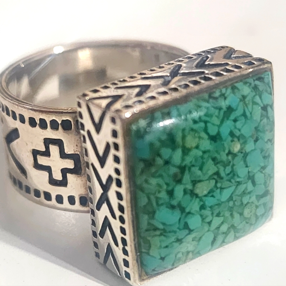 Silpada Sterling Silver & Tuquoise Ring R1324 Square
